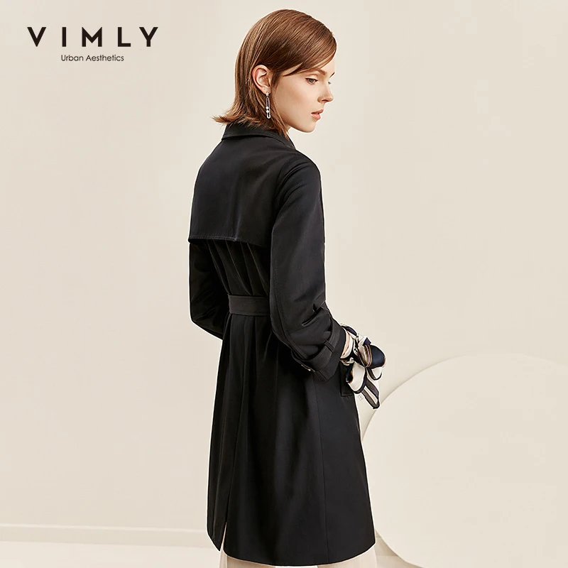 Vimly Autumn Trench Coat For Women Elegant Double