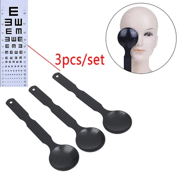 

3PCS Eye Occluder Professional Black Handheld Optometry Tool Eye Occluder Block Plate for Vision Test Eyesight Exam