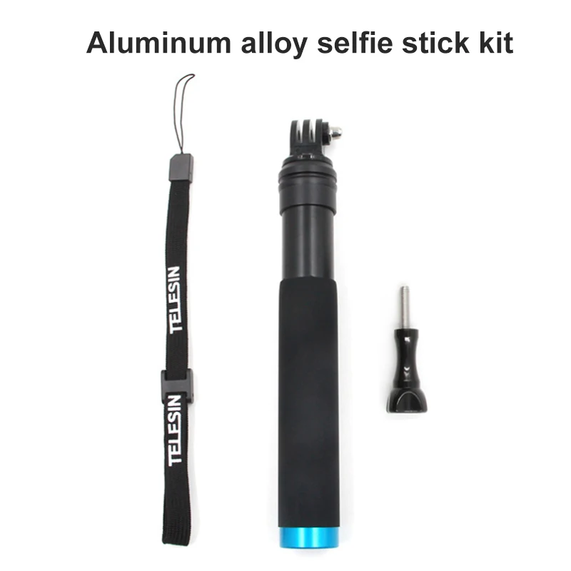 Metal stick Телескопическая селфи-палка из углеродного волокна со штативом и алюминиевым сплавом для Go Pro Hero 8 7 6 5 Osmo Экшн-камера - Цвет: Metal stick