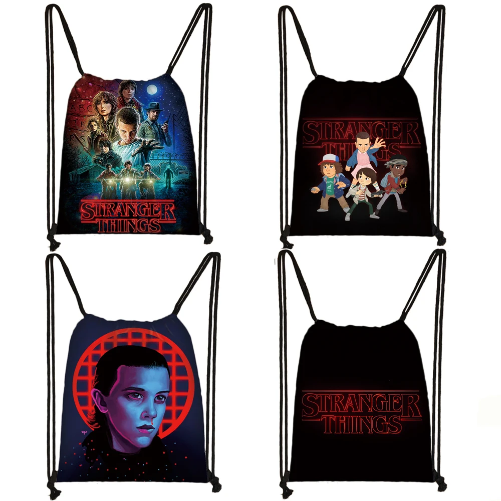 Backpack Drawstring-Bag Canvas Things Teenager Stranger Girls Women Fashion Print Bookbag