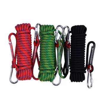 

1 PC Nylon Rock Climbing Rope With Carabiner Durable Quick Drying Static Safety Lanyard Climbing Hunting Emergency Tools 2020