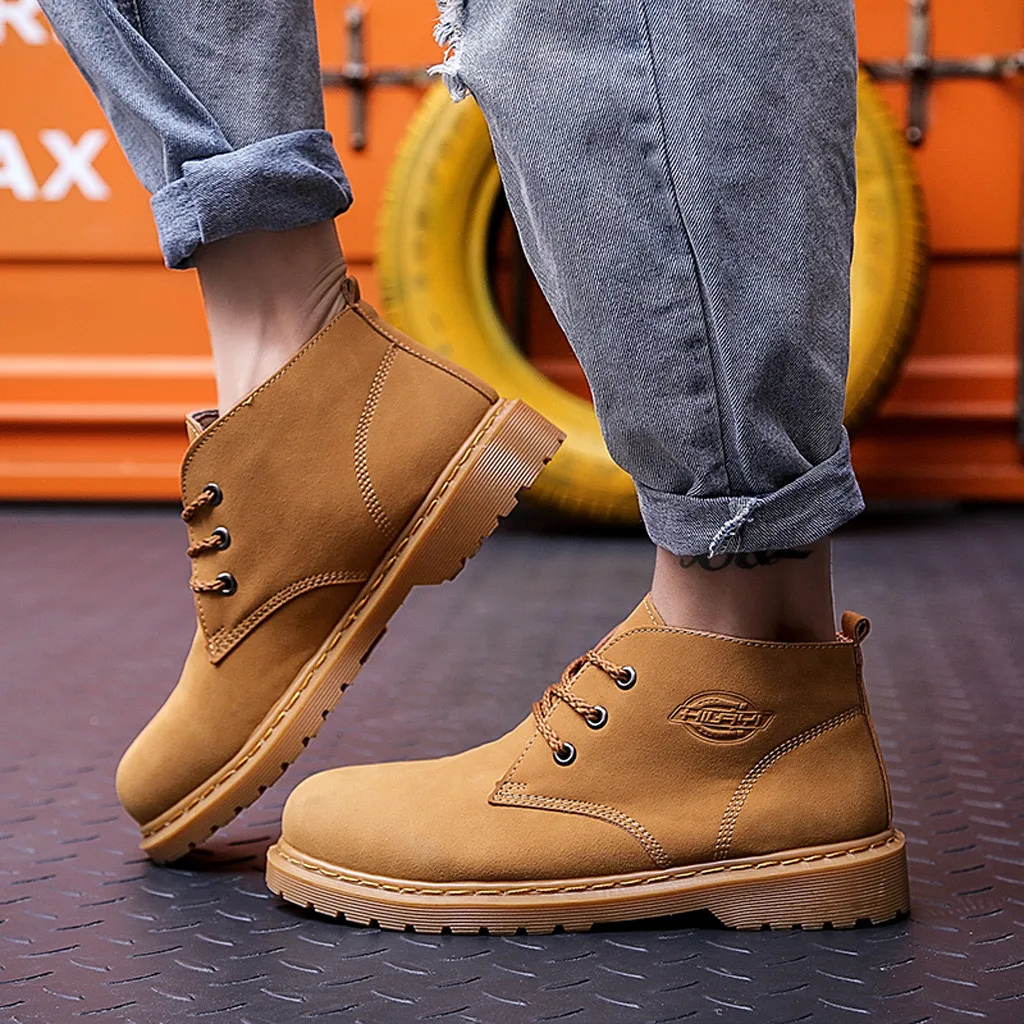 SAGACE winter boots men shoes Outdoor Matte Leather winter boots men high quality Trend England Style Suede High-Slip Skid Boots