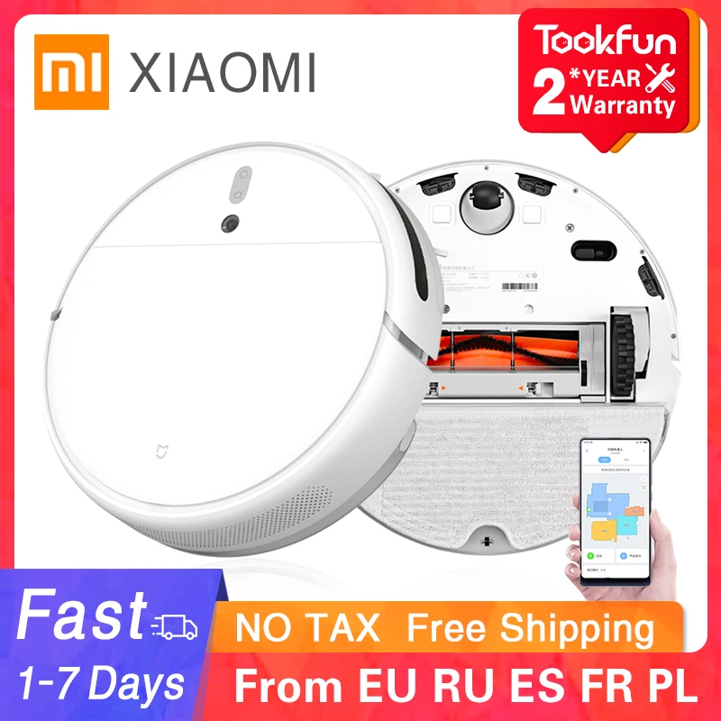 Novo xiaomi mijia varrendo esfregar robô aspirador de pó 1c para casa auto poeira esterilizar 2500pa ciclone sucção inteligente planejado wi fi