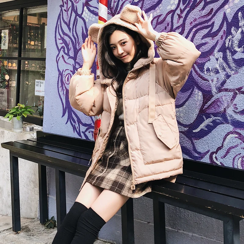 

Main Push 2017 Winter New Style Korean-style WOMEN'S Wear Whole Network Starting Bear Ear Hooded Cotton-padded Clothes