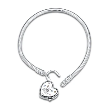 

100% 925 Sterling Silver Fantasyland Castle Heart Bracelets with CZ For Women Free Shipping