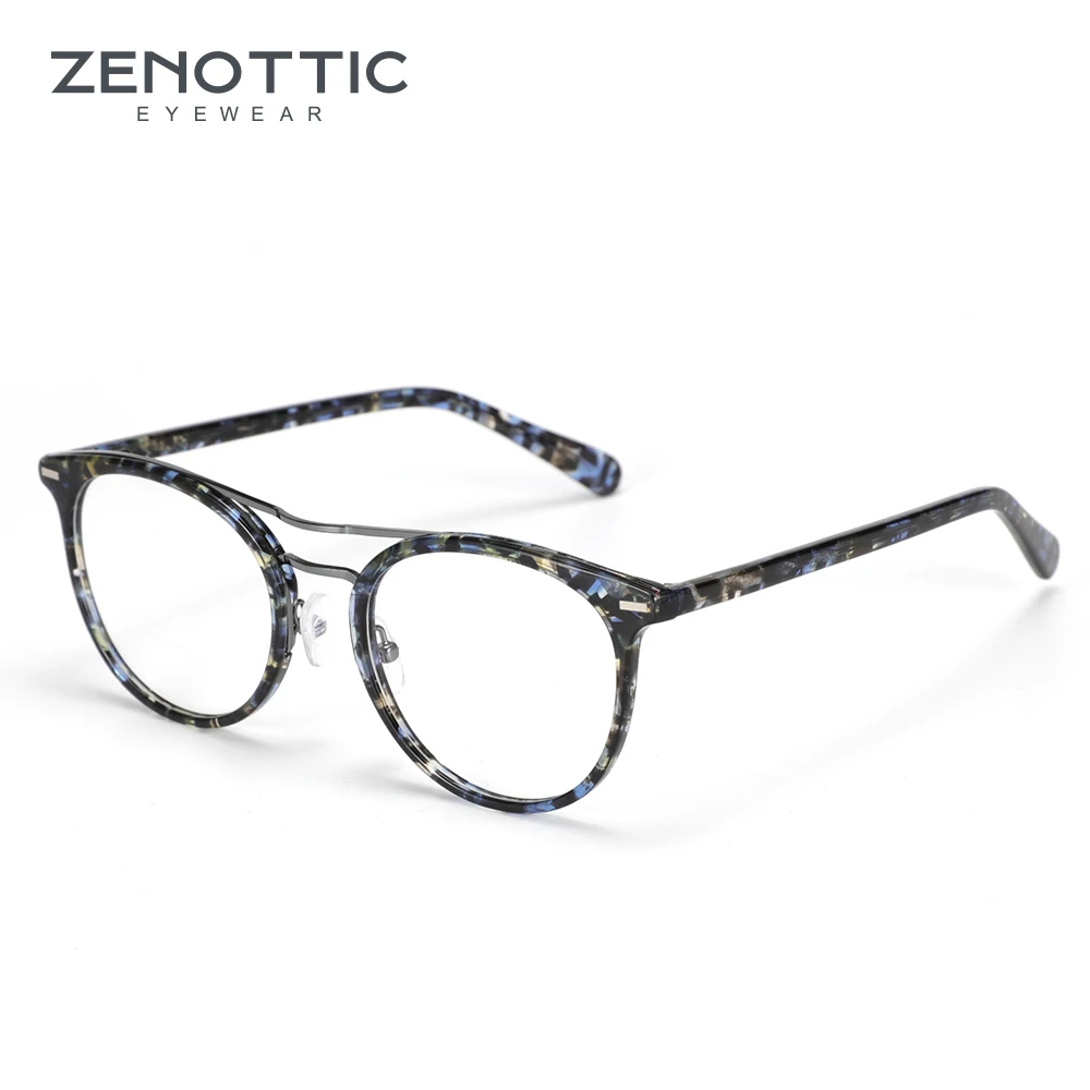 Retro Round Glasses Frame Women Ultralight Vintage Prescription Presbyopia Eyeglasses Optical Myopia Spectacles Eyewear Frame - Цвет оправы: blue