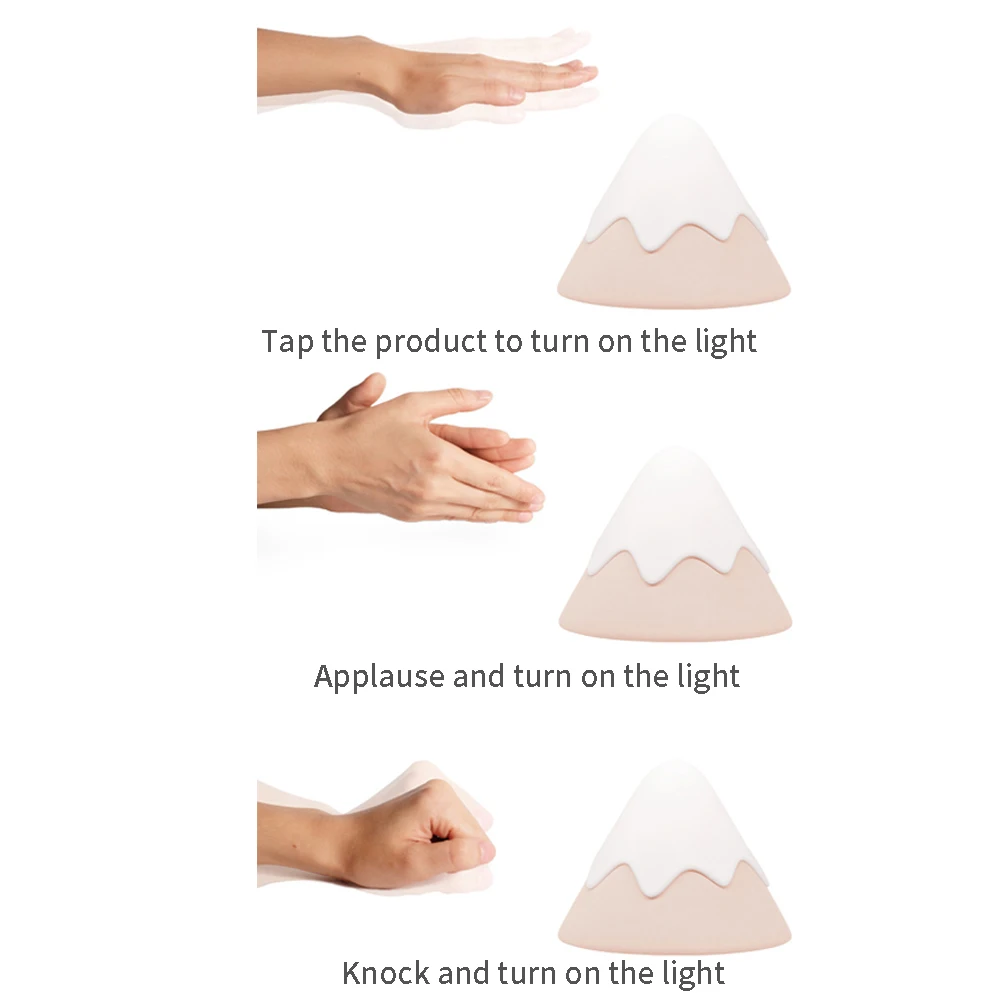 Decoration Wireless Led Touch Activated Bedside Night Light Home Snow Mountain Timer Kids Sound Control Rechargeable