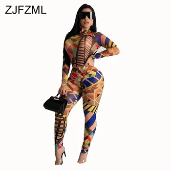 

Color Block Sexy Two Piece Tracksuits Women Set Turtleneck Full Sleeve Bodycon Tshirt and High Waist Pencil Pants Club Outfits