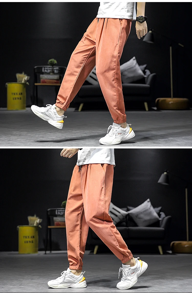 Autumn Sweatpants Men's Fashion Solid Color Casual Joggers Pants Men Streetwear Wild Hip Hop Loose Harlan Trousers Mens M-5XL