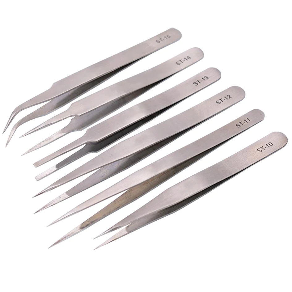 Stainless Steel Tweezers HRC40 Nipper ST-10 ST-11 ST-12 ST-13 ST-14 ST-15 ST16 ST-17 for Phone Repair Tools 120pcs/lot
