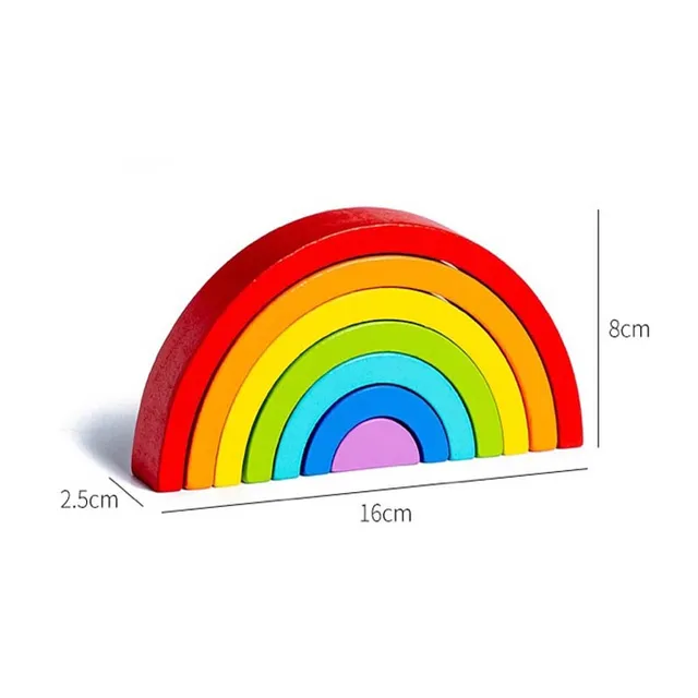 New Kids Montessori  Arch Bridge Rainbow Building Blocks Wooden Toys Baby Early Education Color Cognitive Blocks Toy 4