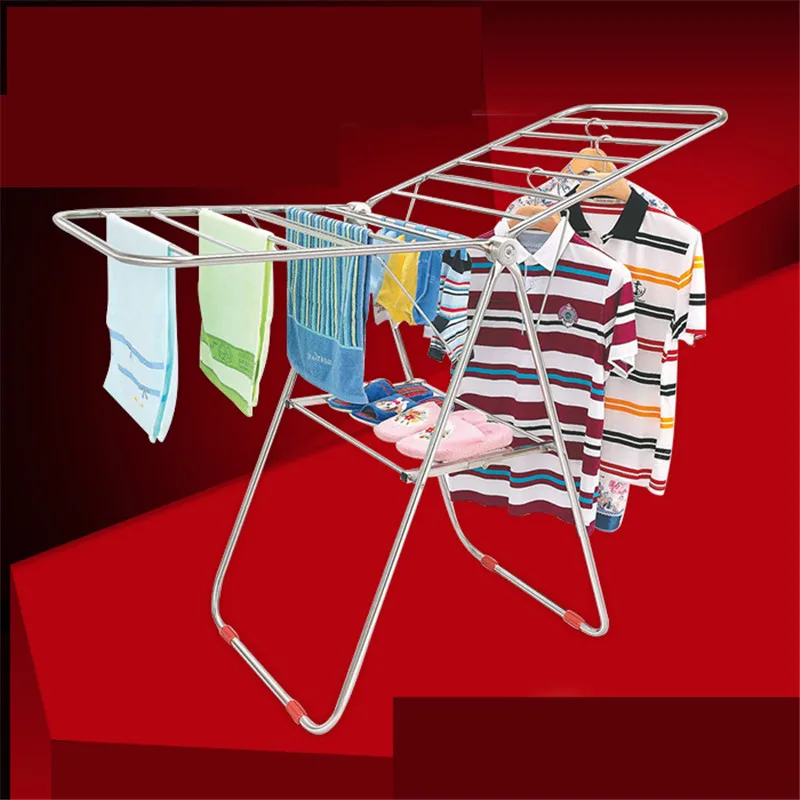 Stainless Steel Folding Drying Rack Balcony Landing Multifunctional Outdoor Wing Folding Drying Rack