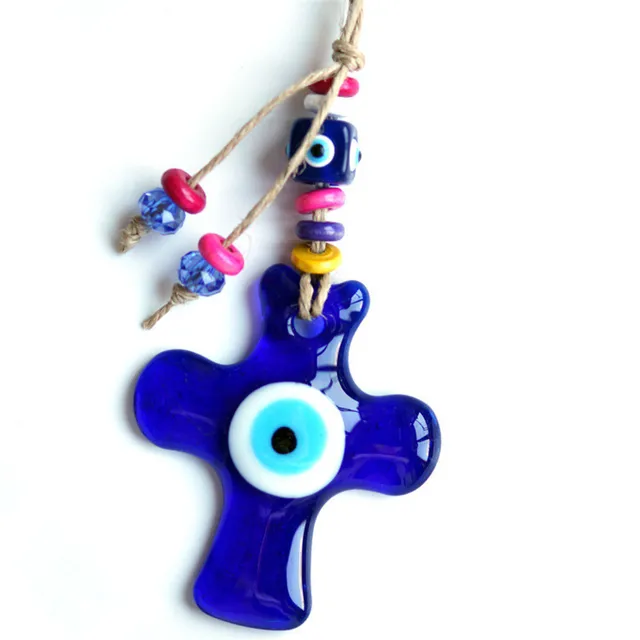 1 Db Görögország Pulyka Kék Szem Ékszer Kereszt Üveg Medál Gonosz Szemek Kézzel Készített Kender Kötél Színes Gyöngyök Fal Lógó Otthoni Dekorációk - Image 6