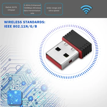 

Wifi Adapter USB For Desktop Laptop PC WiFi Adapter WiFi Network Card Adapter Wifi Dongle For Windows 10 8 7 Raspberry Pi Pi2