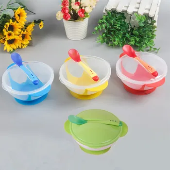 

Baby Bowl Set Training Spoon Tableware Set Dinner Cutlery Learning Dishes with Suction Cup Children Training Dinnerware