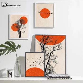 

Nordic Style Abstract Poster Winter Morning Landscape Print Wall Art Picture Artwork Canvas Painting Scandinavian Home Decor