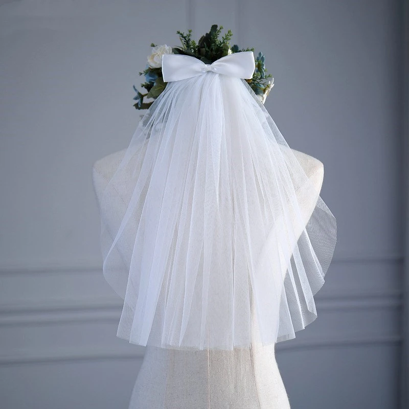 Women Tulle Wedding Dress Veils White Ribbon Edge Bow With Hair Comb Short Bridal Hair Veil Bride Marriage Party Accessories Bridal Veils Aliexpress
