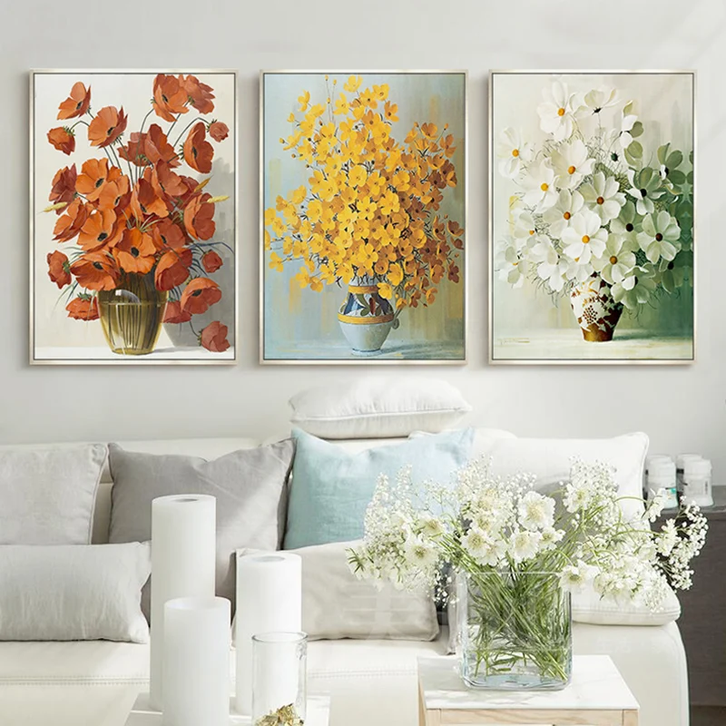 

Morden Retro Canvas Painting Post and Print Living Room Bedroom Decorative Pictures Plant Flower Wall Art Framed Painting Home
