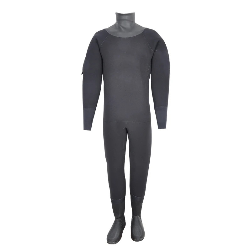 YONSUB custom-made 8mm Warm Waterproof Scuba Diving drySuit Hight Density Neoprene Dry Suit with Boots Kayak Sailing Back Zipper