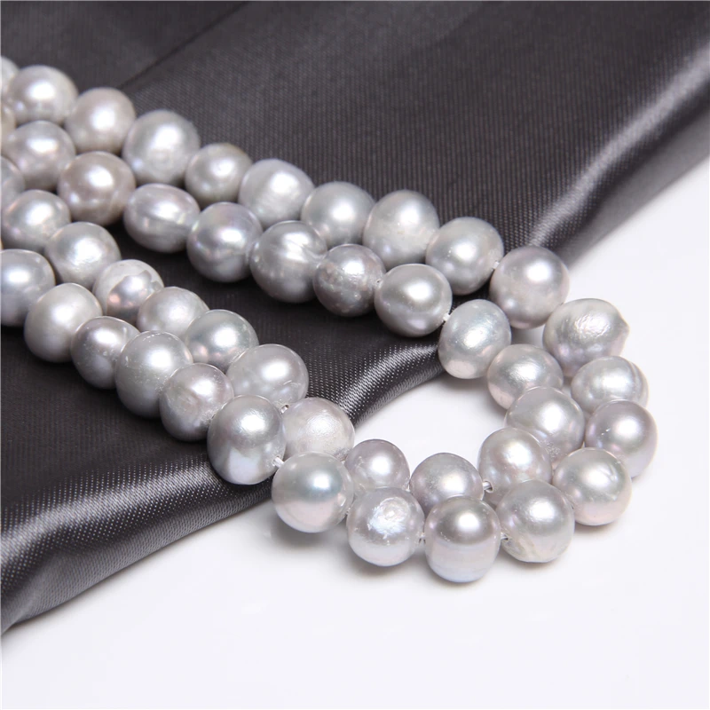 

Sliver Potato Natural Freshwater Pearl Baroque Near round 7mm-8mm Pearls For Jewelry Making DIY Bracelet Necklace Strand 15''