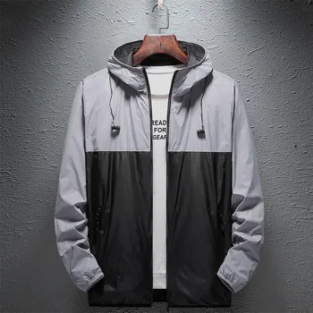 

EL BARCO Autumn Nylon Mesh Windbreaker Jacket Men Blue Grey Male Sport Coat Tops Outwear Soft Red Black Zipper Cardigan Hoodies