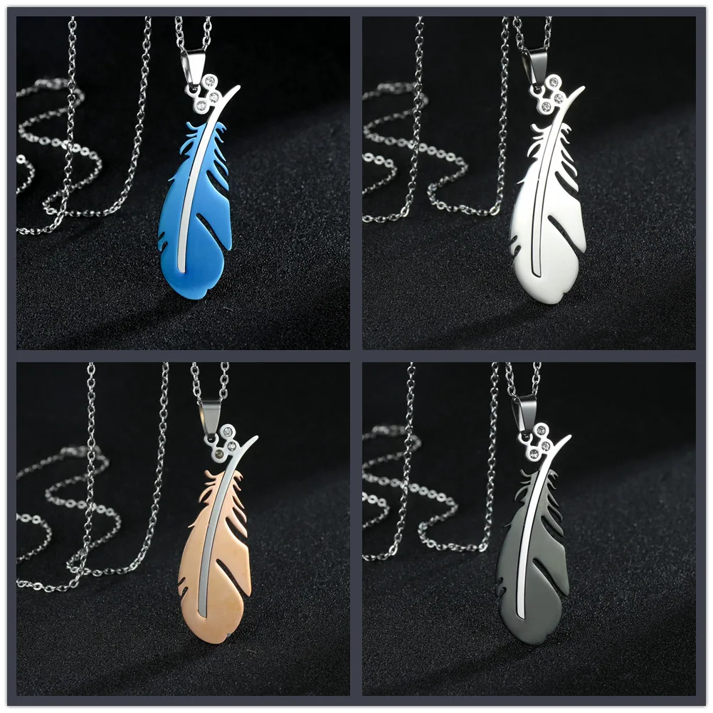 

Fashion Feather Necklaces for Women Long Sweater Chain Jewelry Gifts Leaf Pendants Chocker Necklace Bijoux