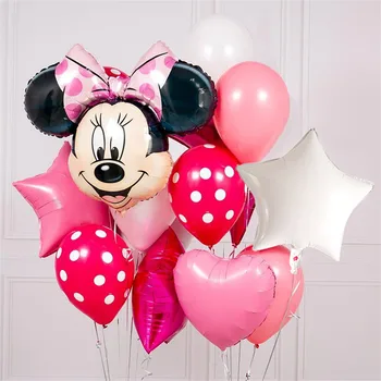 

10pcs Mickey Minnie Mouse Star Helium Foil Balloons Kids Birthday Party Decoration Baby Shower 1st Birthday Latex Balloon toys