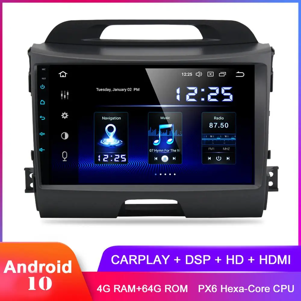 9 &quotIPS Android 10 автомобильное Стерео GPS для Kia Sportage 2010 2011 2012 2013 2014 2015 Carplay в тире радио
