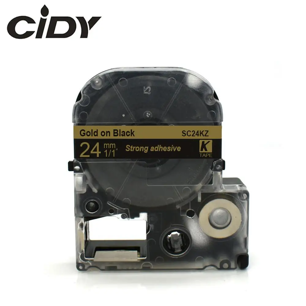 CIDY 24 мм Золотая на черном SC24KZ/LC-6BKP прочная клейкая лента кассета для kingjim/epson label maker