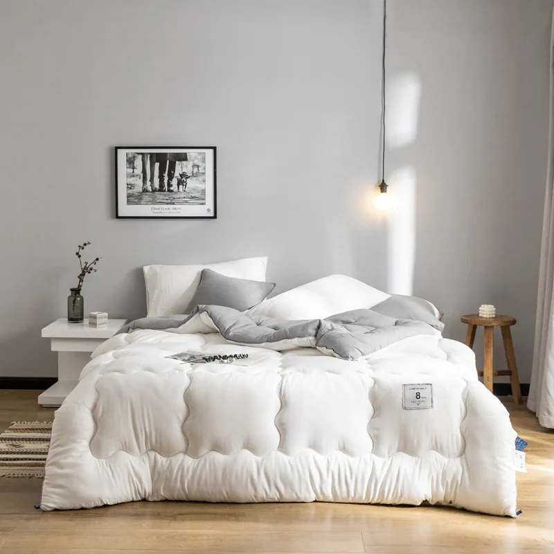 Новое Утепленное зимнее теплое хлопковое домашнее удобное стеганое одеяло однотонное бархатное стеганое одеяло - Цвет: Белый