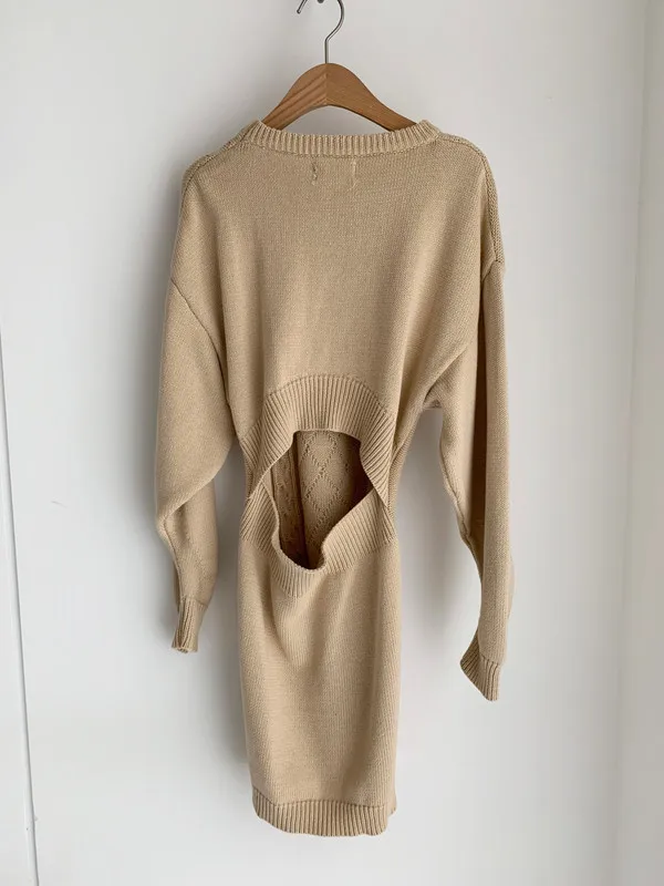 Neploe, женское тонкое трикотажное мини-платье-свитер, Женский пуловер, Vestido, Осень-зима, новое тонкое однотонное нижнее платье 56145