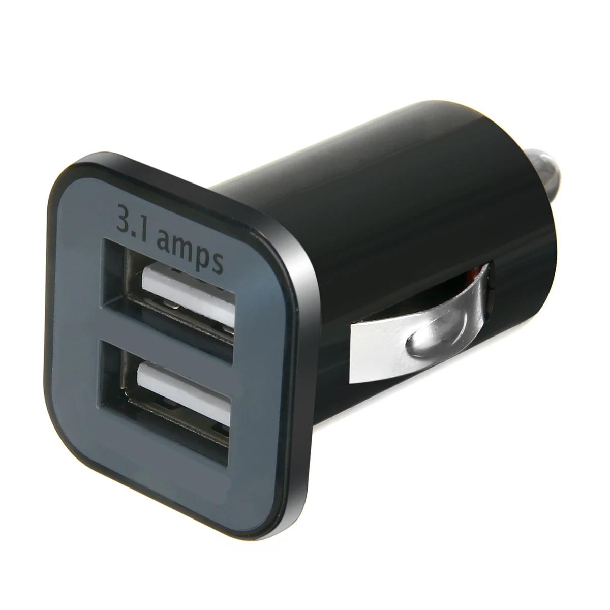 For i-Phone i-Pad 1pc Black Dual 2 USB Car Charger Mini Travel Size Auto Car Cigarette Lighter Adapter 12V 3.1A Mayitr