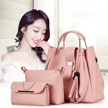 

3Pcs Composite Bags For Women Bag Set PU Leather Shoulder Bags Tassel Handbag Casual Tote Top Fashion Composite Messenger Bag