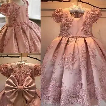 

Ball Gown Flower Girl Dresses Blush Champagne Pearls For Formal Occasions Girl Pageant Dresses Elegant Girl Dresses