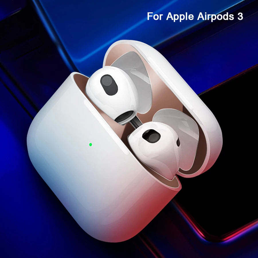 2021 для AirPods 3 2 1 Pro пылезащитный металлический чехол наклейки роскошная отделка