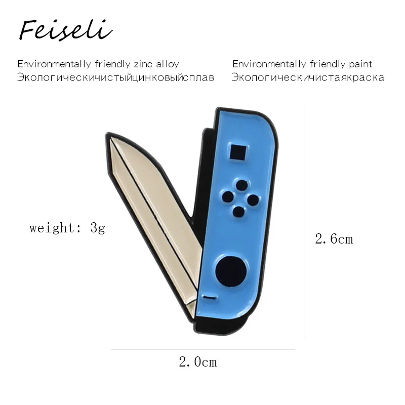 Feiseli креативная игра ручка Форма нож брошь для мужчин Дети милый мультфильм одежда воротник металлические значки школьная сумка значок