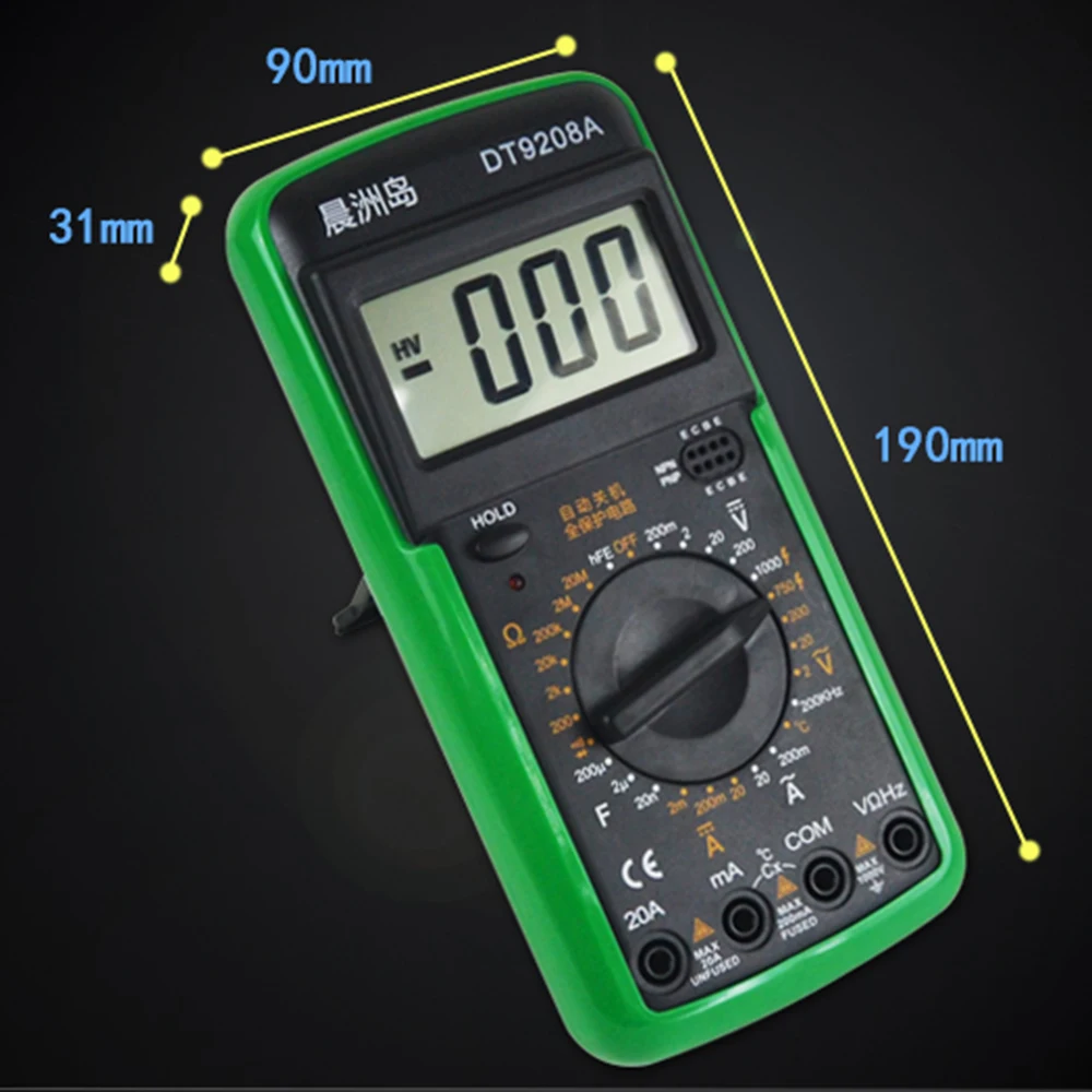 DT9208A Высокоточный мультиметр ЖК дисплей цифровой тастер защита от перегрузки
