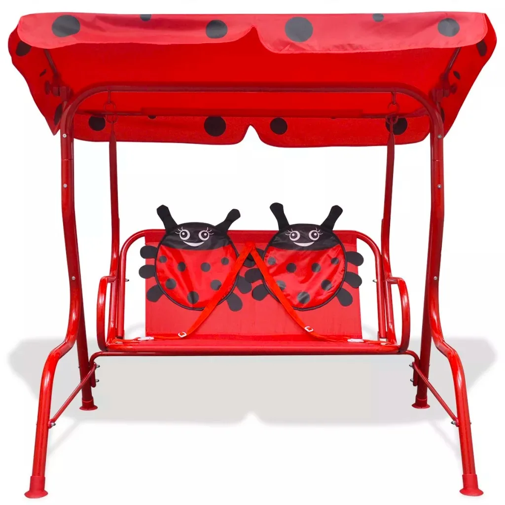 VidaXL Kids Swing Seat With A Sunshade Canopy Easy Assembly Red 115 X 75 X 110 Cm Perfect For Children Outdoor Furniture VidaXL Kids Swing Seat With A Sunshade Canopy Easy Assembly Red 115 X 75 X 110 Cm Perfect For Children Outdoor Furniture
