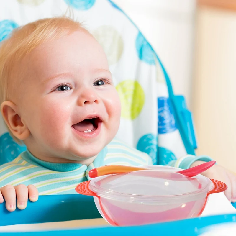 

Learning Dishes Service Plate Tray Suction Cup Baby Dinnerware Set Temperature Sensing Feeding Spoon Child Tableware Food Bowl