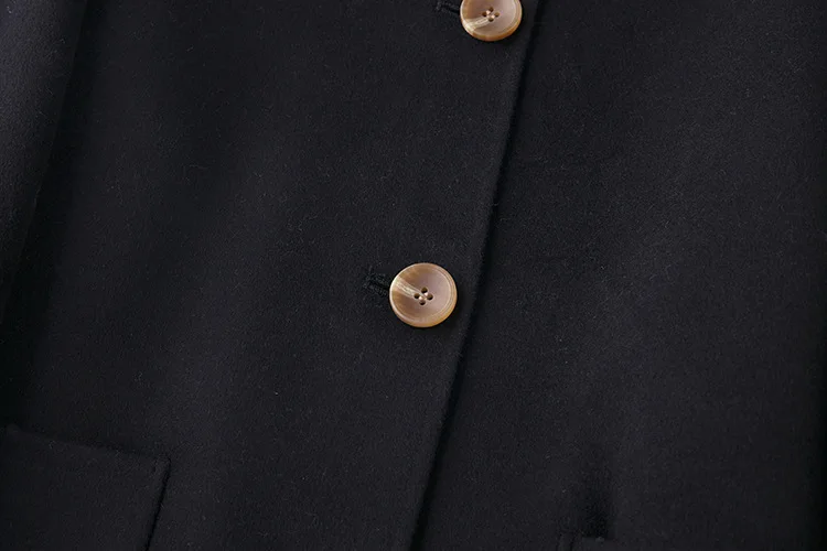 Женское шерстяное пальто с отложным воротником, однотонное зимнее шерстяное пальто на одной пуговице, осеннее пальто, Casaco Feminino
