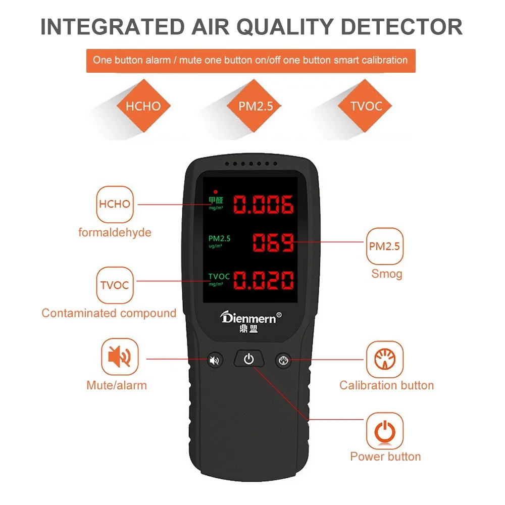 Детектор формальдегида PM2.5 TVOC формальдегид HCHO детектор измеритель качества воздуха в помещении детектор окружающей среды usb зарядка