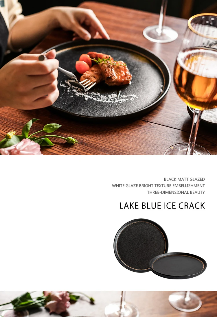 RUX WORKSHOP, матовая черная керамическая тарелка для стейка, круглая тарелка для завтрака, фарфоровая тарелка для ресторана, кухни, Пномпень