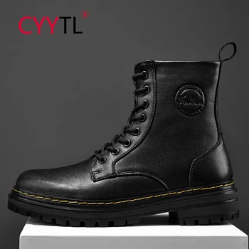 

CYYTL Leather Women Men Boots Winter Ankle Boots Fashion Shoes Lace-up Shoes For Men High Quality Mens Shoes Botas Hombre