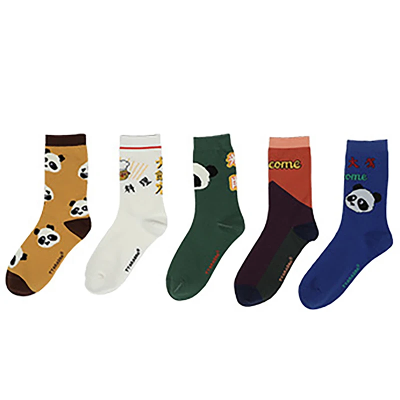Для женщин панда иллюстрация; милый рисунок из мультика носки Добро пожаловать носки