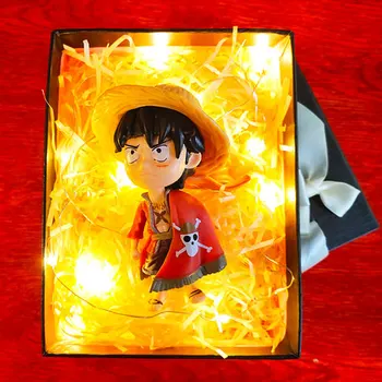 

[New] Japan Anime One Piece Monkey D Luffy Q style figure model Action Figure Lighting Room decoration toys baby kids best gift