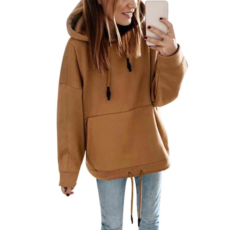 Women Hoodies Winter Sweatshirt Long Sleeve Loose Casual Hooded Pullover Tops With Pocket Soild Sweatshirts For Women Clothes