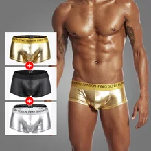 Мужские ПУ кожаное нижнее белье боксеры Cueca Masculina calsoones трусы мужские Ropa Interior Hombre Calzoncillo Cueca боксеры