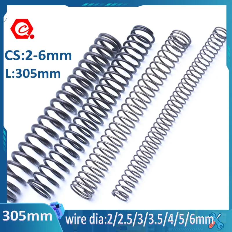 Wire Dia 2/2.5/3/3.5/4/5/6mm Manganese 72A Steel Compression Spring OD 16-60mm Y Type Long Spring Length 305mm