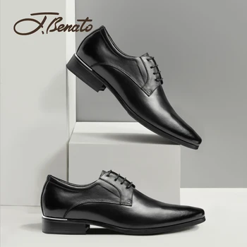 

J.benato Man shoes spring and autumn classic British men's business shoes Derby shoes leather dress shoes pointed wedding shoes