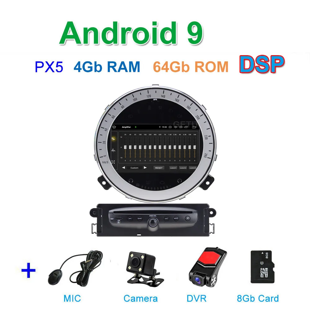 DSP PX6 Android 9 автомобильный dvd-плеер авто радио gps для Mini Cooper/Countryman 2011-2013 - Цвет: PX5 CAM DVR SD DSP